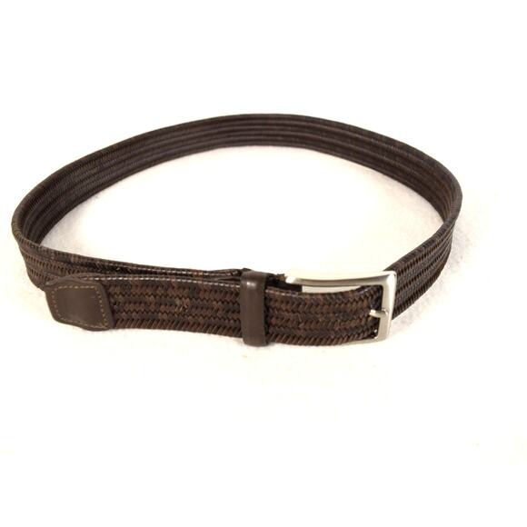 Brown Imitation Leather Stretch Belt Sz L (38-40) Jabi 11DK04DD3 Silver Buckle - Picture 2 of 5